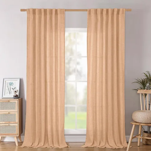 Vista 51 de BGment Cortinas cortas de lino marfil de 36 pulgadas de largo para ventanas de cocina, pequeñas cortinas texturizadas rústicas para café sobre