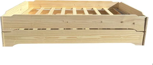 Vista 8 de Camas apilables – Juego de dos – Marco de cama de madera individual sobre individual sin terminar – Marco de cama de madera de pino macizo fácil