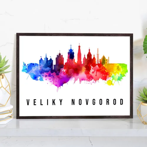 Vista 13 de Pera Print Póster de Rusia, póster de Rusia-Arkhangelsk, ilustración de Rusia Skyline City, póster de horizonte moderno, impresión de paisaje urbano