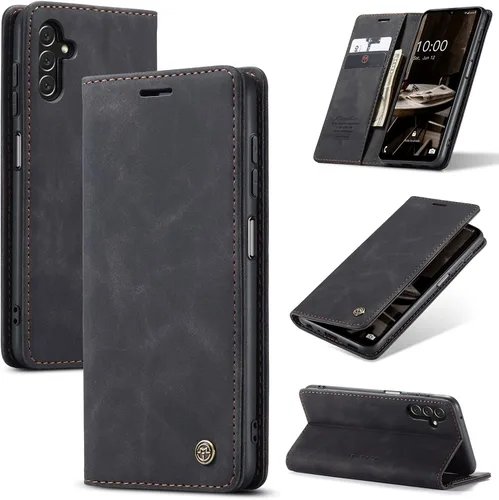 Vista 2 de Funda compatible con Samsung Galaxy A14 con tarjetero y función atril, funda protectora de piel para Galaxy A14 5G de 6.6 pulgadas (negro)