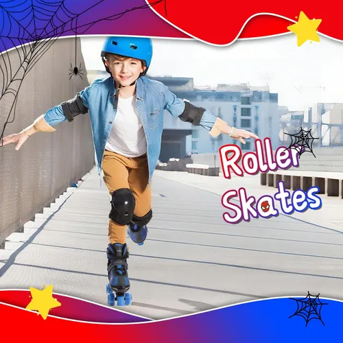 Vista 6 de Patines de ruedas Nattork para niños y niñas, patines cuádruples ajustables en 4 tallas para niños con ruedas iluminadas, genial regalo