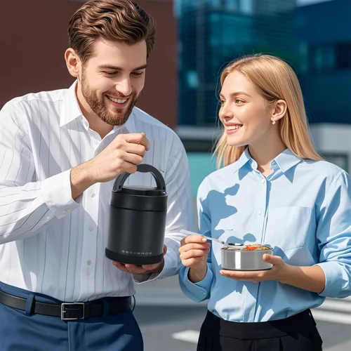 Vista 6 de Termo para comida caliente 33.8 OZ, frasco de comida aislado al vacío para adultos, termo de sopa de acero inoxidable de boca ancha a prueba