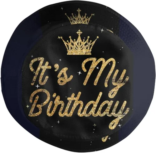 Vista 4 de BIEGAS It's My Birthday - Sombrero de pescador para exteriores, sombrero de pescador para hombres, mujeres, niños y niñas, talla única, Feliz
