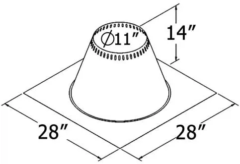 Vista 2 de Ventilated Roof Flashing" para sistemas de chimenea Shasta Vent 8" (10" O.D.) (para techos planos)
