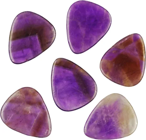 Vista 14 de Púa de Guitarra o Bajo de Piedra Amatista - Calibre Ultra Pesado de 3.0 mm - Forma 351 - Púa Exótica Artesanal de Gema Especial - 1 Paquete