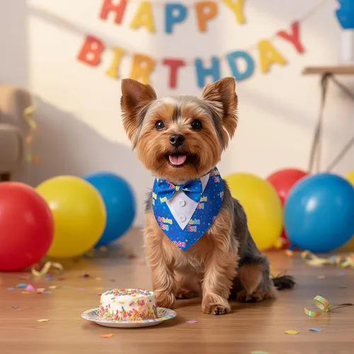 Vista 4 de ADOGGYGO Bandana de esmoquin para perro de cumpleaños, collar azul con corbatín, disfraz formal ajustable de cumpleaños para perros extra pequeños