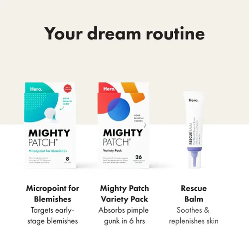 Vista 7 de Mighty Patch™ Paquete variado de Hero Cosmetics – Parches hidrocoloides para espinillas para el acné para cubrir zits e imperfecciones, calcomanías