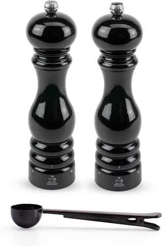 Vista 5 de Peugeot Paris u'Select - Juego de molinillo de sal y pimienta manual de 6 ajustes con cuchara de especias de acero inoxidable negro, fabricado