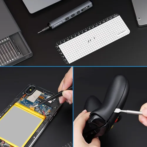 Vista 9 de STREBITO Juego Mini de Destornilladores Eléctricos, Kit de Destornillador Eléctrico de Máxima Precisión 70-en-1 con Luces, 5 Niveles de Par