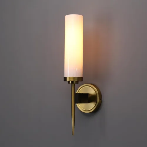 Vista 12 de Phansthy Aplique de pared de latón antiguo, lámpara de tocador de baño, iluminación de pared con pantalla de cristal blanco ciclinder de 2.8