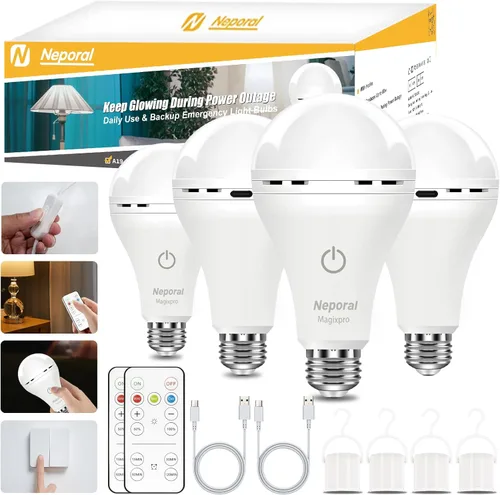 Vista 9 de Bombillas LED Recargables con Control Remoto MagixPro, Carga USB y Enchufe, Batería de 1800mAh, Bombilla LED Regulable para Lámparas Cableadas y No