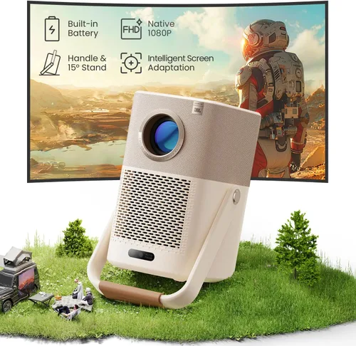 Vista 7 de [Sonido de JBL y batería integrada] Proyector para exteriores Yaber T2 con WiFi 6 y Bluetooth, proyector portátil de película inteligente Native
