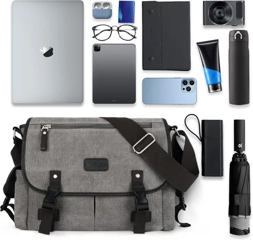 Vista 3 de Bolso de mensajero para hombre resistente al agua unisex bolsas de mensajero vintage para mujer bolsa de laptop de 14 pulgadas y 156 pulgadas