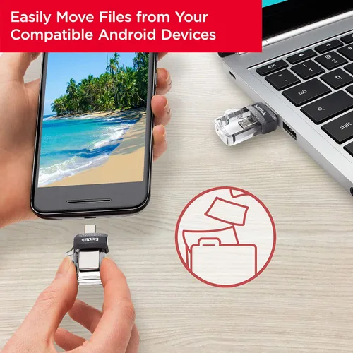 Vista 3 de SanDisk 32GB Ultra Dual Drive m3.0, microUSB y USB Type-A, USB de alta velocidad 3.0, diseño retráctil para dispositivos Android y computadoras