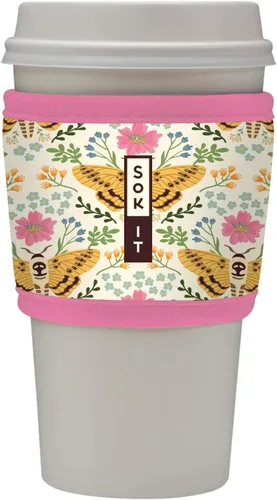Vista 163 de Sok It HotSok Coffee & Tea - Funda de neopreno con aislamiento reutilizable (floral abstracto)