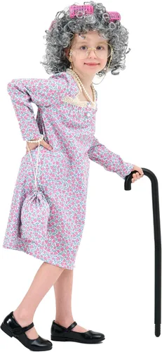 Vista 3 de Disfraz de algodón para niñas, para el día 100 de la escuela, disfraz de abuela, disfraz de Halloween para niñas