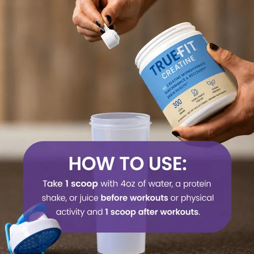 Vista 5 de TrueFit Creatina para mujeres y hombres, creatina micronizada pura monohidrato suplemento en polvo para tonificación muscular, apoyo al estado