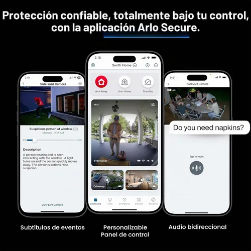 Vista 7 de Cámara de reflector cableada Arlo, cámara de seguridad para el hogar con video 2K y HDR, 2000 lúmenes, sirena integrada, resistente a la intemperie
