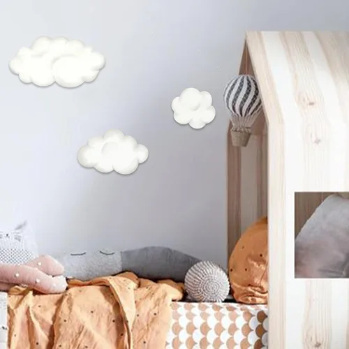 Vista 5 de Juego de calcomanías de pared de nubes de acuarela, calcomanías para guardería, habitación de bebé, sala de juegos, dormitorio, calcomanías de papel
