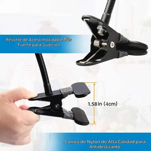 Vista 4 de Pipishell Soporte de cámara web de 25 pulgadas, abrazadera de montaje de escritorio flexible con cuello de cisne para cámara web Logitech C960 C930e