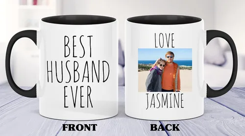 Vista 4 de Taza personalizada para marido, taza de fotos personalizada de esposa, taza de aniversario para él, regalo del día del padre