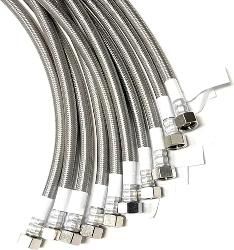 Vista 33 de Conector de línea de suministro de agua para grifo de acero inoxidable trenzado, línea de suministro para grifo - rosca de compresión hembra de 3/8