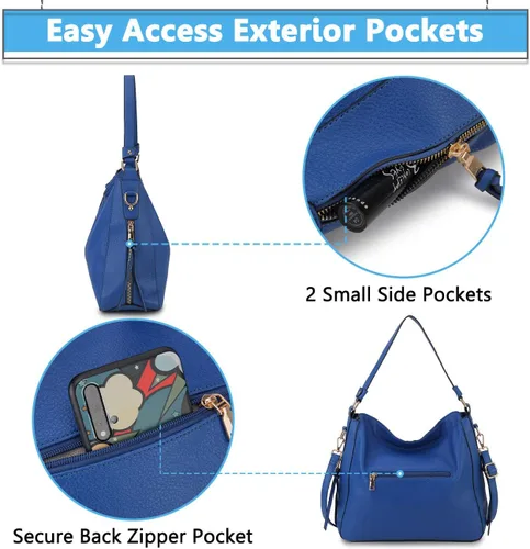 Vista 5 de VX VONXURY Bolsos Hobo para mujer, bolso de mano de piel sintética para mujer, bolso de hombro mediano con bolsillos laterales para el trabajo
