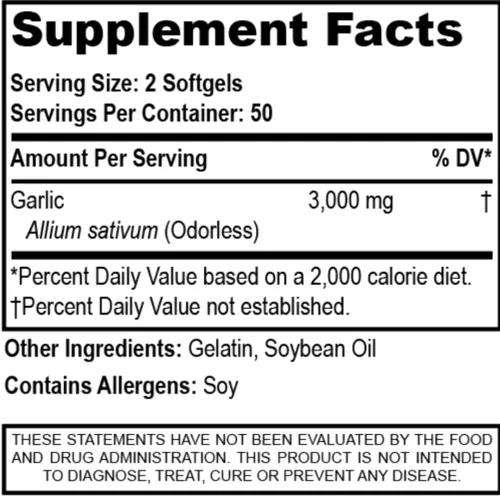Vista 7 de Ajo inodoro (AJO) - Apoya la salud cardiovascular - Promueve el colesterol saludable - Apoyo al sistema inmunológico - 100 cápsulas blandas