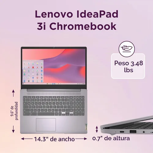 Vista 2 de Lenovo Chromebook 15 Laptop, 15.6" FHD, Intel Celeron N4500, 4 GB de RAM