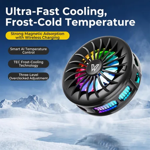Vista 2 de Magnetic Phone Cooler, Portable Mobile Phone Cooling Fan (Black)