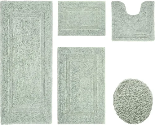 Vista 53 de Better Trends - Juego de 2 alfombras de baño 100% algodón, extra suaves, con borlas, de 17" x 24", alfombra de baño superabsorbente y reversible