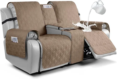 Vista 9 de VANSOFY Funda para Sofá de Dos Plazas Reclinable con Consola 100% Impermeable Fundas de Sofá Antideslizantes Funda de Sofá Reclinable Dividida Azuree