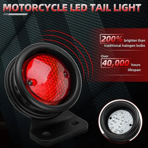 Vista 5 de Amazicha Luz de freno trasera LED para motocicleta de 3/4 pulgadas con soporte, IP67 impermeable para placa de matrícula de montaje lateral