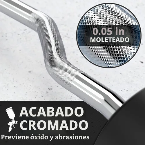 Vista 3 de Synergee Barra Fija Easy Curl Barra de Acero Curvada Pre-Ponderada con Pesas de Goma - Peso Fijo a) 9.9 lbs