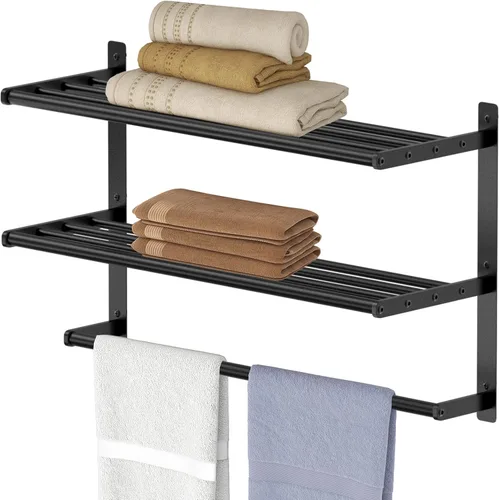 Vista 8 de BETHOM Toallero para baño montado en la pared, toallero de 3 niveles estilo hotel con toalleros, toalleros de níquel cepillado para baño lavabo, 16