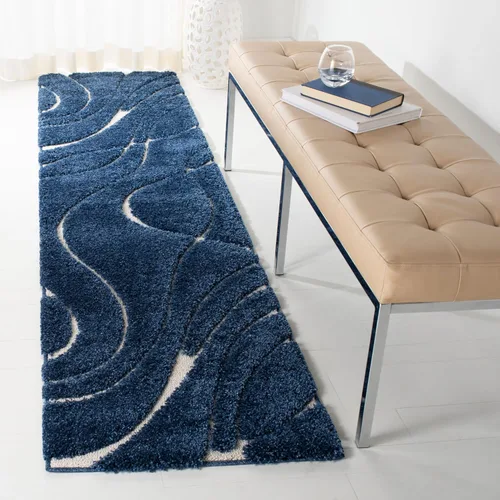 Vista 94 de Safavieh Florida Shag Collection - Alfombra de área de 2 x 3 pies, color crema/beige, diseño geométrico, felpa de 1.2 pulgadas de grosor, ideal