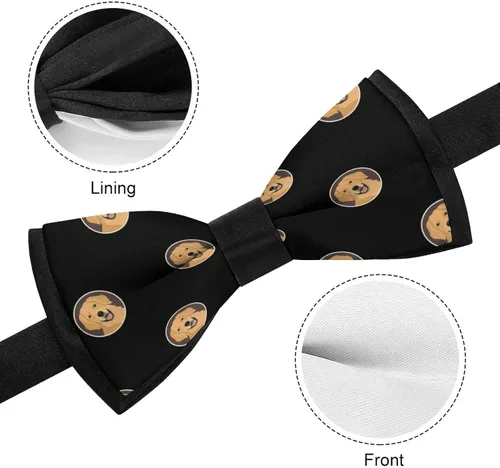 Vista 3 de Golden Dog Retriever - Pajarita ajustable preatada para uso formal, esmoquin, boda