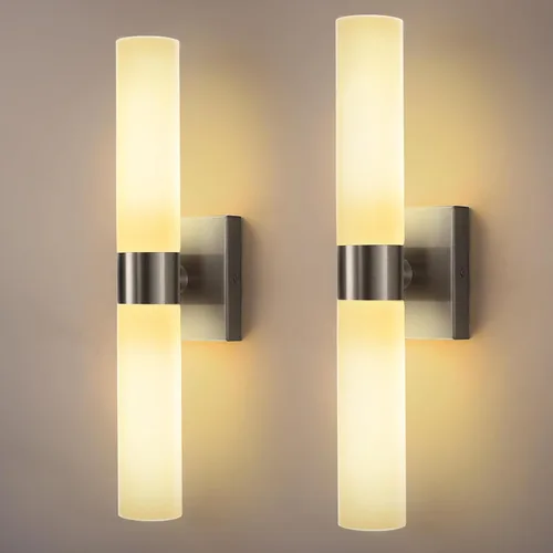 Vista 11 de Juego de 2 apliques de pared para baño con pantalla de vidrio esmerilado Negro