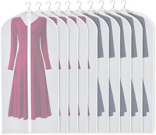 Vista 18 de Zilink Bolsas de ropa transpirables para abrigo de piel de 43", bolsas de traje para almacenamiento en armario, fundas transparentes para chaqueta