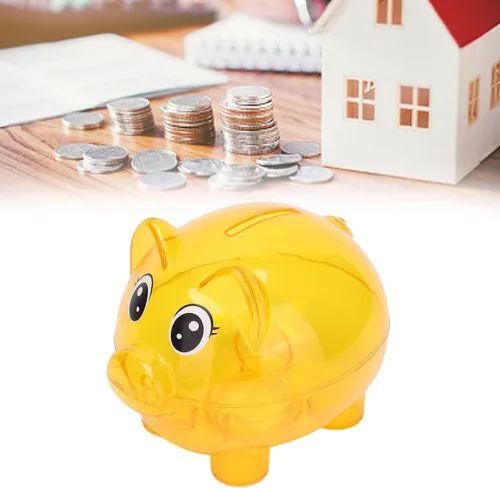 Vista 5 de Hucha de cerdito, caja de ahorro de dinero, caja de ahorro de monedas, caja de ahorro transparente, alcancía de cerdo de dibujos animados, alcancía