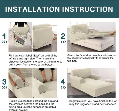 Vista 7 de FantasDecor Funda Elástica para Chaise Lounge Funda de Silla con Patrón de Celosía con Reposabrazos para Sala de Estar Dormitorio Doble Brazo Tela