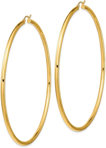 Vista 2 de Aretes de aro ligeros clásicos de 0.551 in en oro amarillo real de 14 quilates