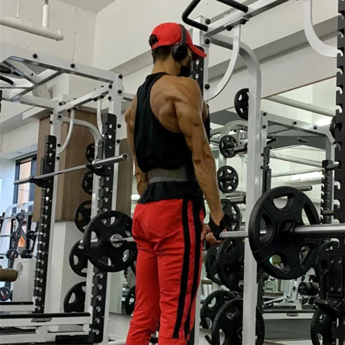Vista 3 de Camiseta sin mangas para hombre, para gimnasio, fisicoculturismo, camiseta de entrenamiento con corte muscular, chaleco sin mangas