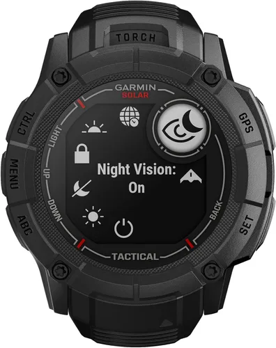 Vista 2 de Garmin Instinct 2X Solar - Edición táctica, reloj inteligente GPS resistente, linterna incorporada, calculadora balística, capacidad de carga solar
