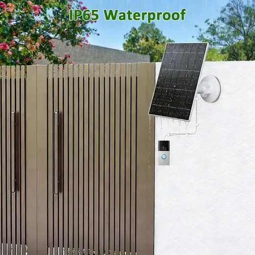 Vista 4 de Zivif Panel solar de 7 W compatible con timbres Ring Video Doorbell 2, 3, 3 Plus y 4 Cargador solar con batería incorporada de 2600 mAh, IP65