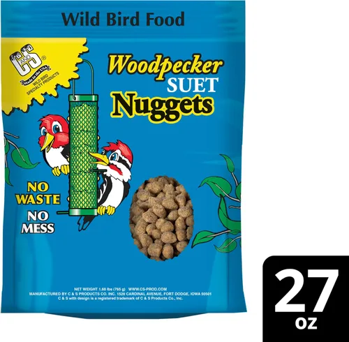 Vista 10 de C&S Pepitas de sebo para pájaros carpinteros, comida para pájaros silvestres al aire libre para pájaros carpinteros, parpadeo y más, 27 onzas