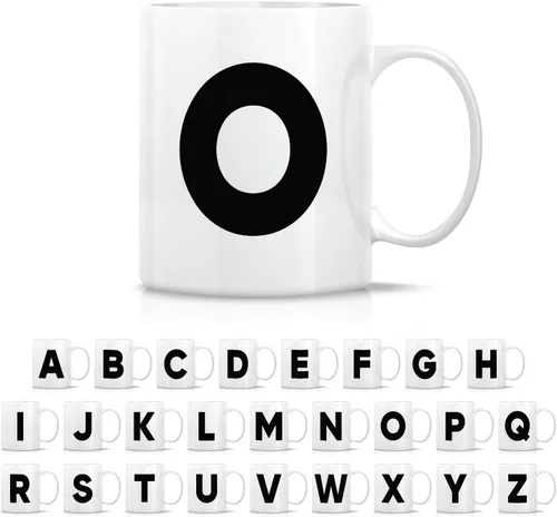 Vista 27 de Retreez Taza con monograma con monograma del alfabeto de la A a la Z con inicial, tazas de café de cerámica de 11 onzas – Agradecimiento