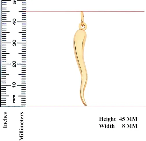 Vista 3 de TGDJ Colgante de cuerno italiano de Cornicello de oro amarillo de 14 quilates, joyería fina estampada en oro, gran regalo para hombres y mujeres