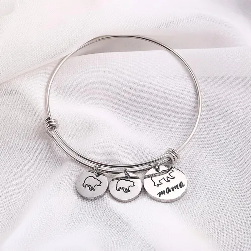 Vista 4 de Pulsera de mamá oso con pulsera ajustable de 1, 2, 3 cachorros, regalos para mamá