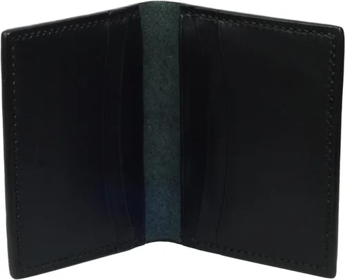 Vista 2 de Tom Barrington Billetera plegable pequeña, piel de vaca de grano de cocodrilo negro, hecha a mano